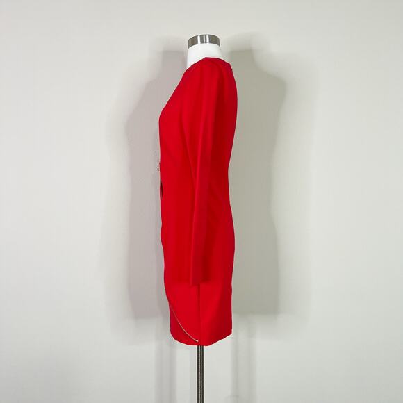 NEW Ted Baker | Edlyn Bright Red Zip Detail Long Sleeve Sheath Mini Dress 0 NWOT - Picture 9 of 11